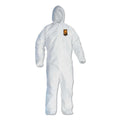 KleenGuard A40 Elastic-Cuff and Ankle Hooded Coveralls, 4X-Large, White, 25/Carton