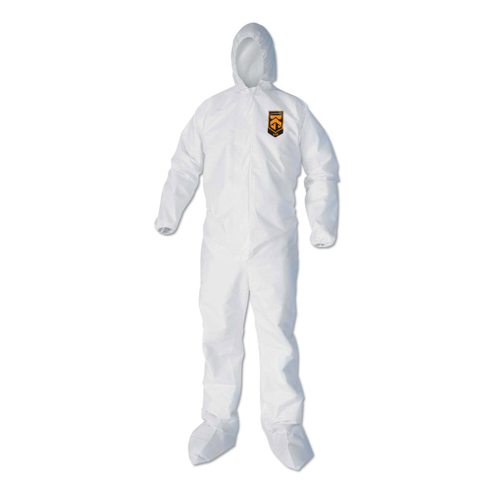 KleenGuard A40 Elastic-Cuff, Ankle, Hood and Boot Coveralls, 3X-Large, White, 25/Carton