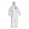 KleenGuard A30 Elastic-Back and Cuff Hooded Coveralls, X-Large, White, 25/Carton