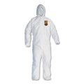 KleenGuard A30 Elastic-Back and Cuff Hooded Coveralls, X-Large, White, 25/Carton