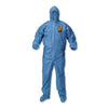 KleenGuard A60 Blood and Chemical Splash Protection Coveralls, 3X-Large, Blue, 20/Carton