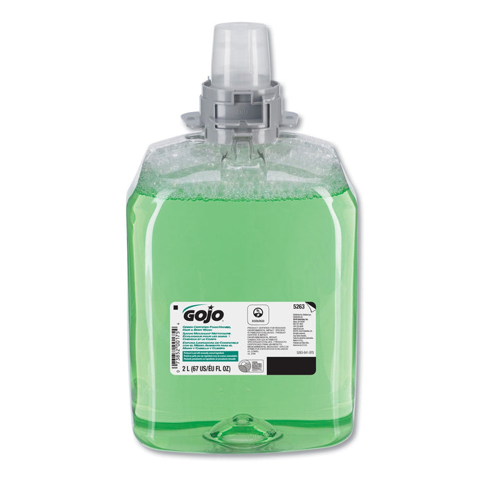 GOJO Green Certified Foam Hair and Body Wash, Cucumber Melon, 2,000 mL Refill, 2/Carton