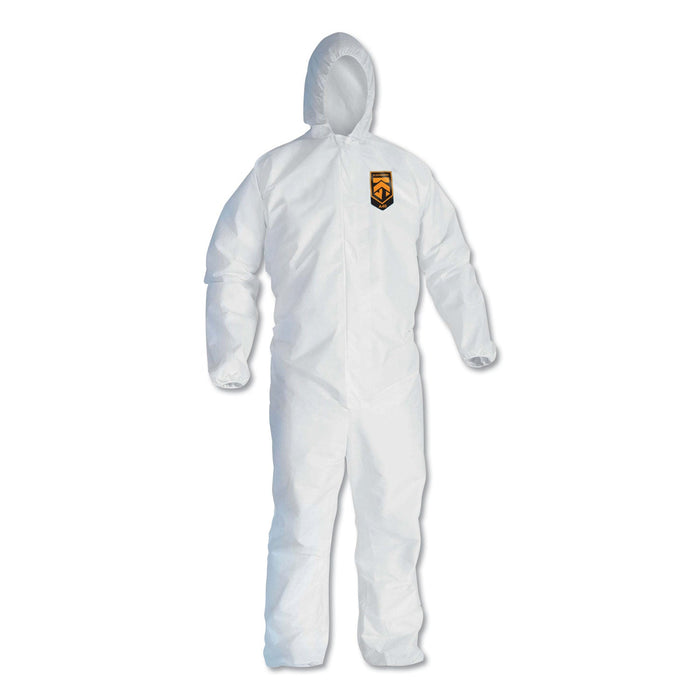 KleenGuard A40 Elastic-Cuff, Ankle, Hooded Coveralls, 3X-Large, White, 25/Carton