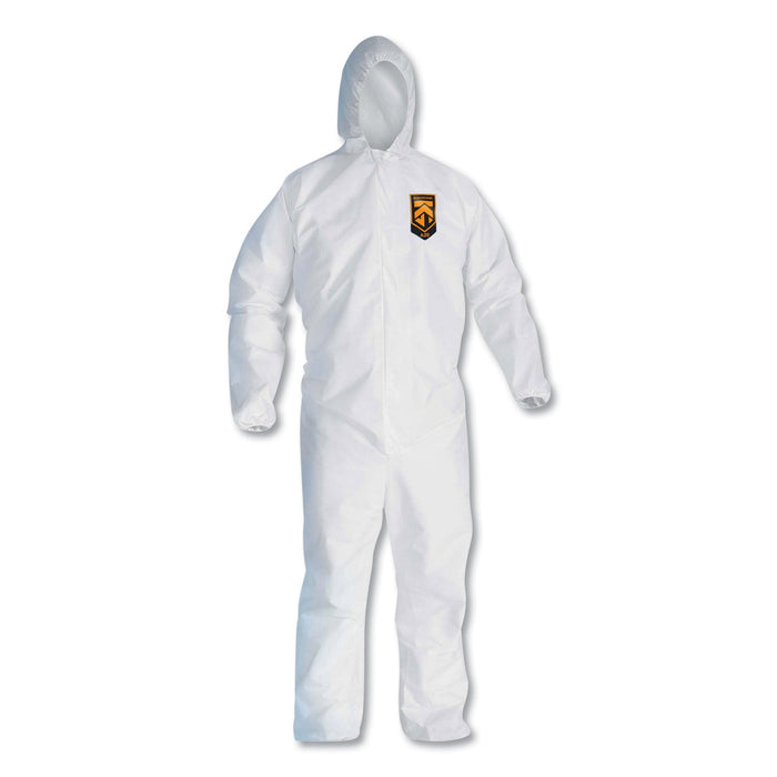 KleenGuard A20 Elastic Back, Cuff and Ankles Hooded Coveralls, 4X-Large, White, 20/Carton