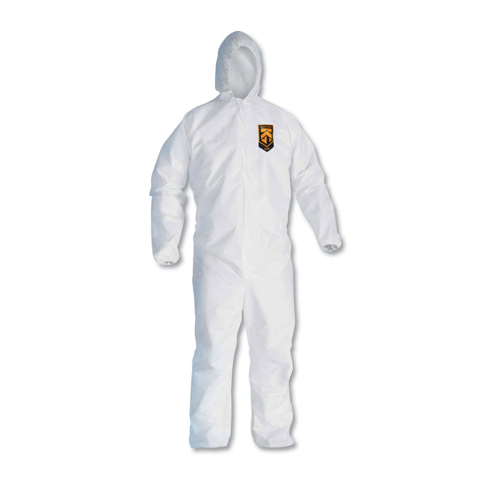 KleenGuard A20 Elastic Back, Cuff and Ankle Hooded Coveralls, Zip, X-Large, White, 24/Carton