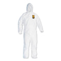 KleenGuard A30 Elastic Back and Cuff Hooded Coveralls, 3X-Large, White, 21/Carton