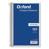Oxford Coil-Lock Wirebound Notebooks, 3 Subject, Medium/College Rule, Randomly Assorted Covers, 9.5 x 6, 150 Sheets