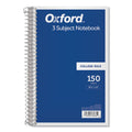 Oxford Coil-Lock Wirebound Notebooks, 3 Subject, Medium/College Rule, Randomly Assorted Covers, 9.5 x 6, 150 Sheets