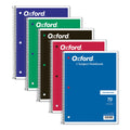 Oxford Coil-Lock Wirebound Notebooks, 3-Hole Punched, 1 Subject, Medium/College Rule, Randomly Assorted Covers, 10.5 x 8, 70 Sheets