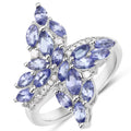 1.73 Carat Genuine Tanzanite and White Zircon .925 Sterling Silver Ring by Bids.com