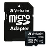 Verbatim 32GB Premium microSDHC Memory Card with Adapter, UHS-I V10 U1 Class 10, Up to 90MB/s Read Speed