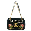 Gucci Black Velvet Loved Embroidered Marmont Shoulder Bag #6091