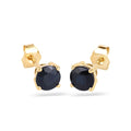 1.70 Ct Round Blue Sapphire Prong 10K Gold Stud Earrings by Fine Color Jewels