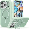Magnetic Kickstand Case for iPhone 17 Pro Mint Military-Grade Shockproof Matte Semi-Clear Cover by Merch Section