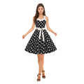 HAPNBCELE Vintage 1950s Halter Polka Dot Dress Black Size X-Large by Deal US
