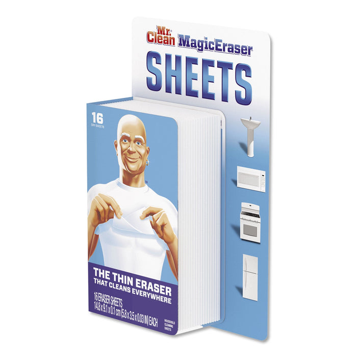 Mr. Clean Magic Eraser Sheets, 3.5 x 5.8, 0.03" Thick, White, 16/Pack