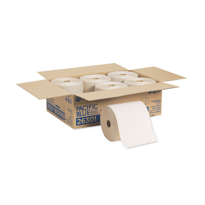 Georgia Pacific Pacific Blue Basic Nonperforated Paper Towels, 7.78 x 800 ft, Brown, 6 Rolls/Carton