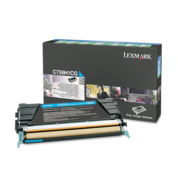 Lexmark C736H1CG Return Program High-Yield Toner, 10,000 Page-Yield, Cyan