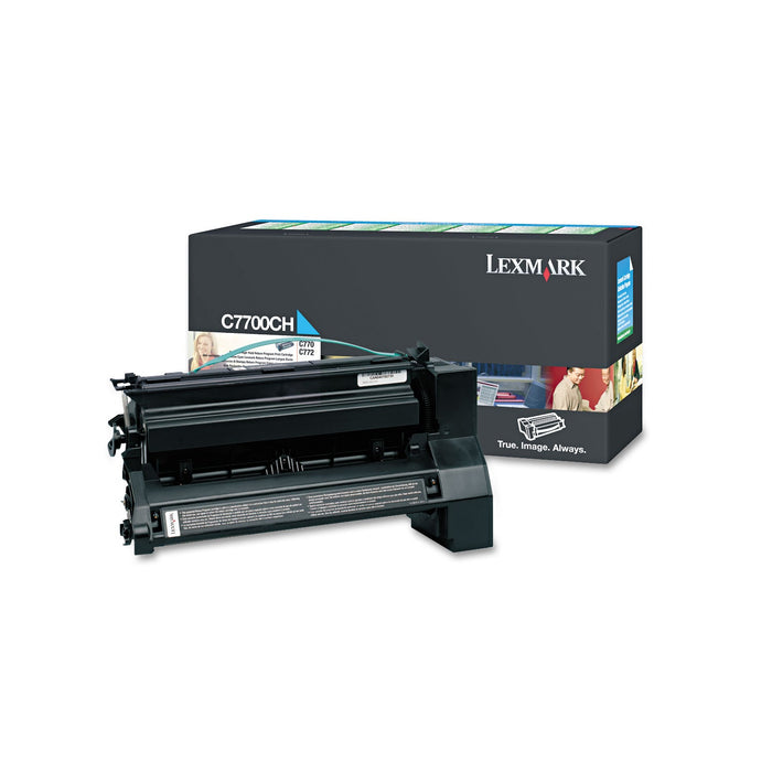 Lexmark C7700CH Return Program High-Yield Toner, 10,000 Page-Yield, Cyan