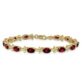 Genuine Red Garnet 14K Gold Floral Bracelet by Fine Color Jewels