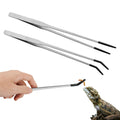 Novery 2PCS Stainless Steel Reptile Feeding Tongs with Rubber Tip, 10.6” Straight & Curved Long Tweezers for Aquarium or Craft, Bearded Dragon Tank Snakes Enclosure Accessories, Terrarium Supplies