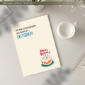 MOSSSH October Birthday Cards with Envelope Sticker Black Letter Print by Deal US