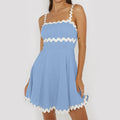 Shy Velvet Summer Mini Linen Dress with RIC Rac Trim White Size L by Deal US
