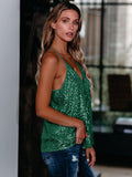 miduo Womens Sequin Tank Top Casual V Neck Halter Green Size S by Deal US