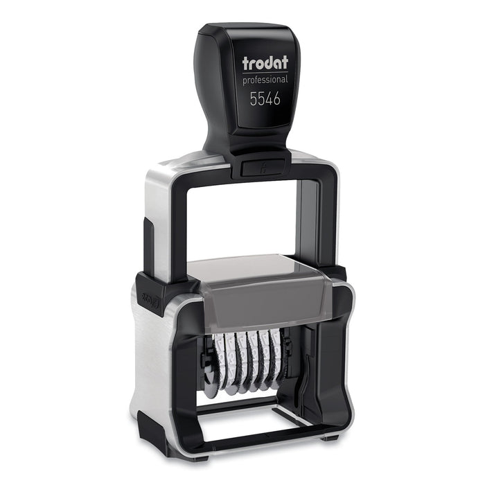 Trodat Professional Self-Inking Numberer, Six Bands/Digits, Type Size: 1 1/2, Black