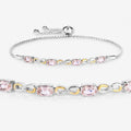 Oval Pink Morganite Prong Silver Infinity Bolo Adjustable Bracelet by Fine Color Jewels