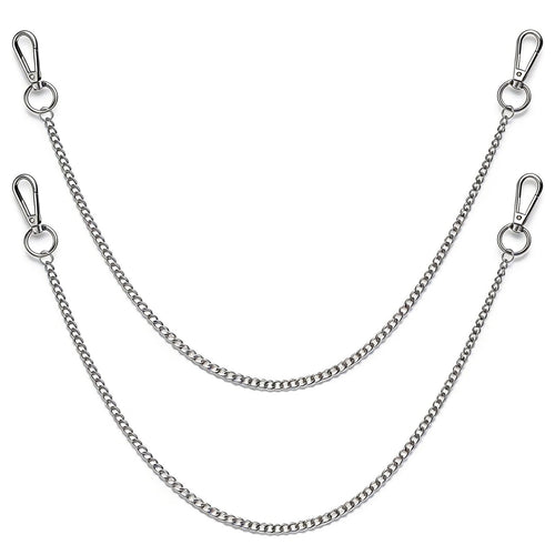 SynHHergyx 2 Pcs Pant Chain for Men Jean Chains for Men Metal Silver Wallet Chain Pocket Belt Chains Unisex Wallet Holder Streetwear Hip Hop Punk Accessory