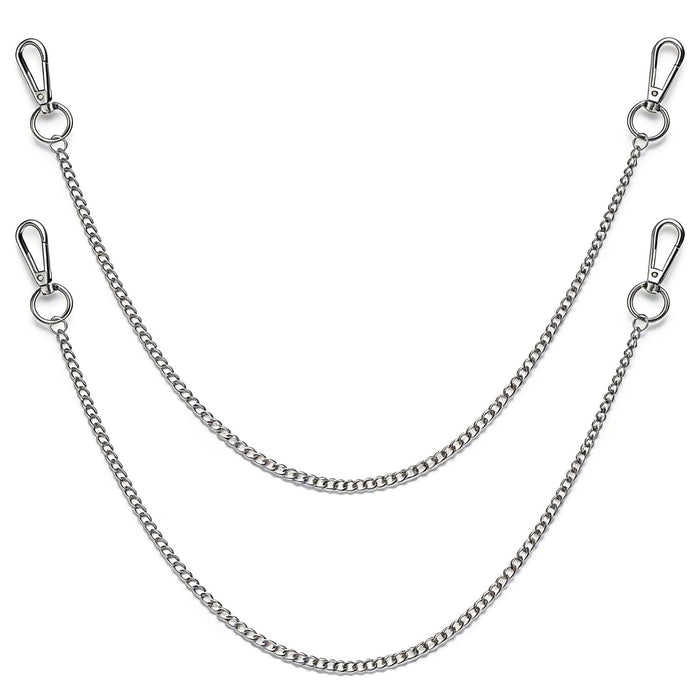 SynHHergyx 2 Pcs Pant Chain for Men Jean Chains for Men Metal Silver Wallet Chain Pocket Belt Chains Unisex Wallet Holder Streetwear Hip Hop Punk Accessory