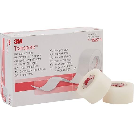 3M Transpore Surgical Tape - 1 Inch Wide (Transparent, Box of 12 Rolls) by Pasteur Pharmacy