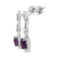 .925 Sterling Silver 6x6MM Cushion Shaped Natural Purple Amethyst and Diamond Accent Drop and Dangle Earrings (I-J Color, I1-I2 Clarity) by Bids.com