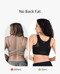 Upushall Front Closure Posture Bra Wireless Full Coverage Black Size 2XL by Deal US