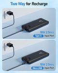 Bank,10000Mah 22.5W Max Portable Charger Built In Cables，4 Outputs 2 Inputs Exte