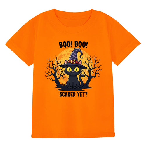 HELLO MEOW Halloween Boys T Shirt Orange Black Cat Size 4-5T by Deal US