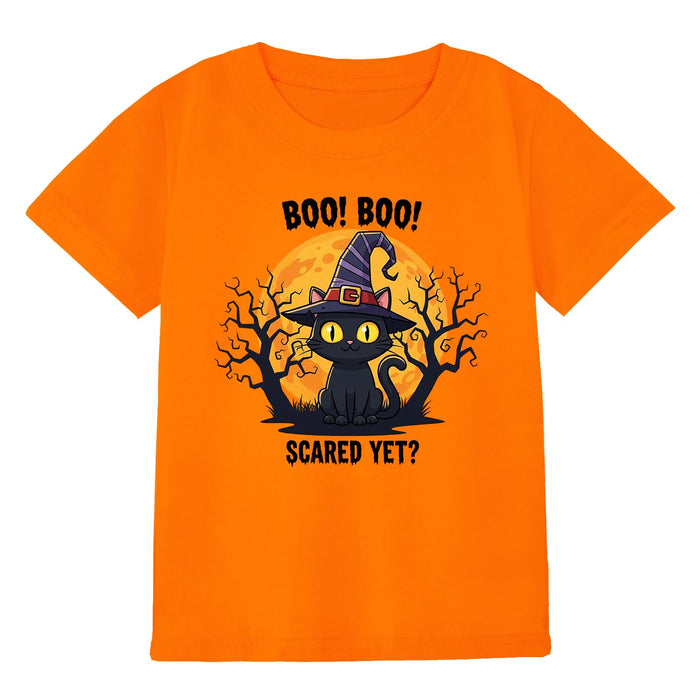 HELLO MEOW Halloween Boys T Shirt Orange Black Cat Size 4-5T by Deal US