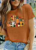 MAIHUN Womens Thanksgiving Shirt Cute Gnomes Pumpkin Fall Short Sleeve Size S by Deal US