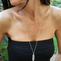4 PCS Long Necklaces for Women - Fashion Pendant Necklace Jewelry, Silver Bar Fe