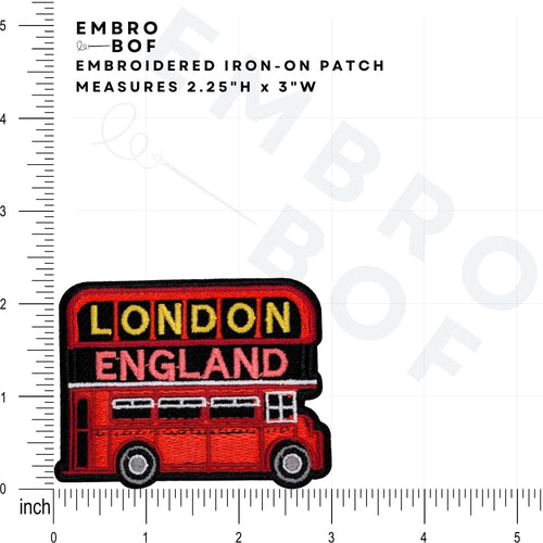 EMBRO BOF London Double-Decker Bus Patch 2.25in Iron On Embroidered by Deal US