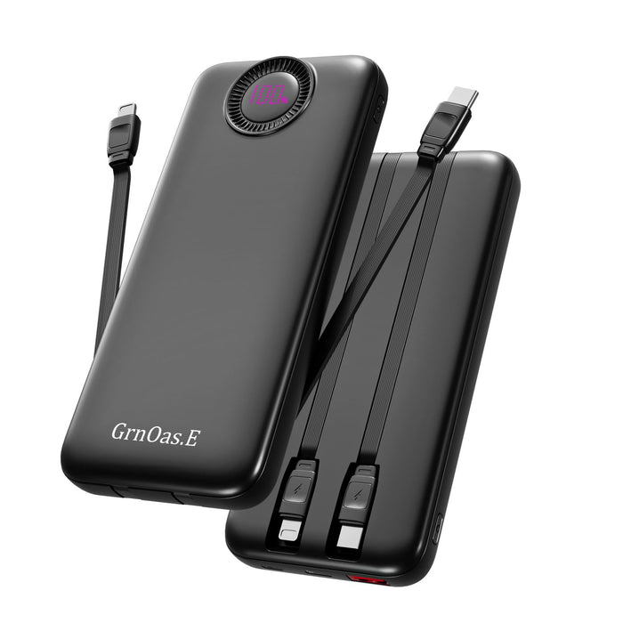 Bank,10000Mah 22.5W Max Portable Charger Built In Cables，4 Outputs 2 Inputs Exte