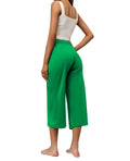 RESHE Womens Capri Pants Yoga Wide Leg Drawstring Pockets Green Size 2XL by Deal US