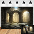 DORCEV Gothic Castle Ruins Backdrop Vintage Foggy Fantasy 12x8ft Grey Vinyl by Deal US