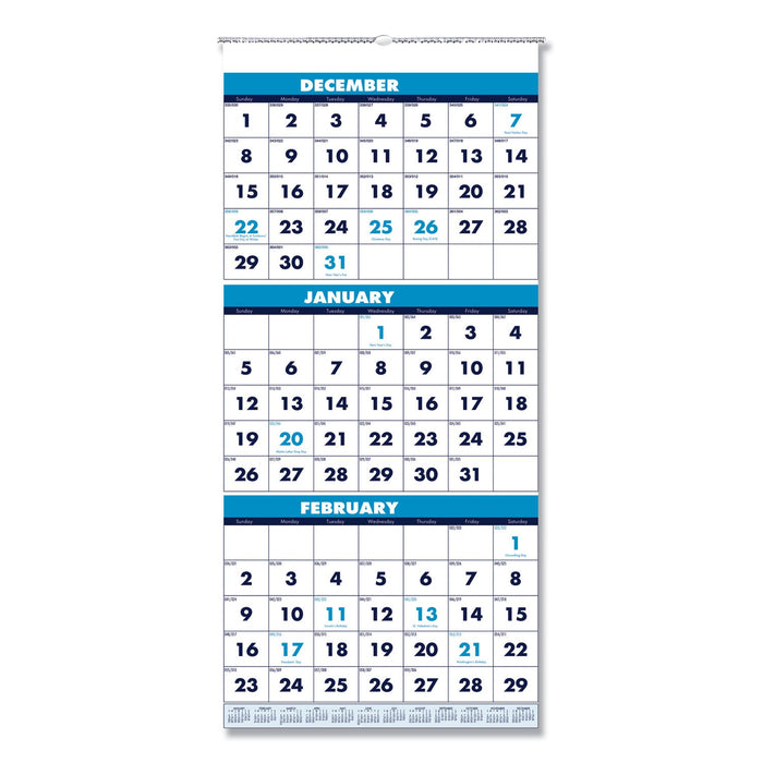 House of Doolittle Recycled Three-Month Format Wall Calendar, Vertical Orientation, 12.25 x 26, White Sheets, 14-Month (Dec-Jan): 2022-2024