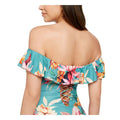 La Blanca Womens Floral Stretch Lined Lace-Up Back Ruched Ruffled by Vanessa Jane