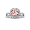 2Cttw Cushion Shaped Pink Lab Grown Diamond (F/VS) Engagement Ring 14K Gold
