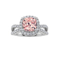 2Cttw Cushion Shaped Pink Lab Grown Diamond (F/VS) Engagement Ring 14K Gold by Fine Color Jewels