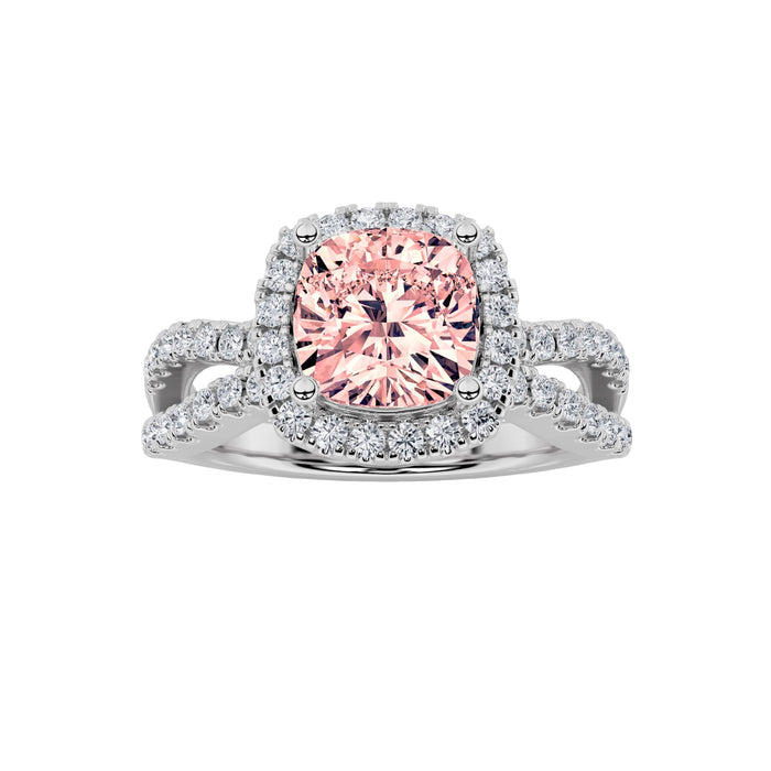 2Cttw Cushion Shaped Pink Lab Grown Diamond (F/VS) Engagement Ring 14K Gold by Fine Color Jewels