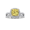 2.25Cttw Elongated Cushion Shaped Yellow Lab Grown Diamond (F/VS) Engagement Ring 14K Gold